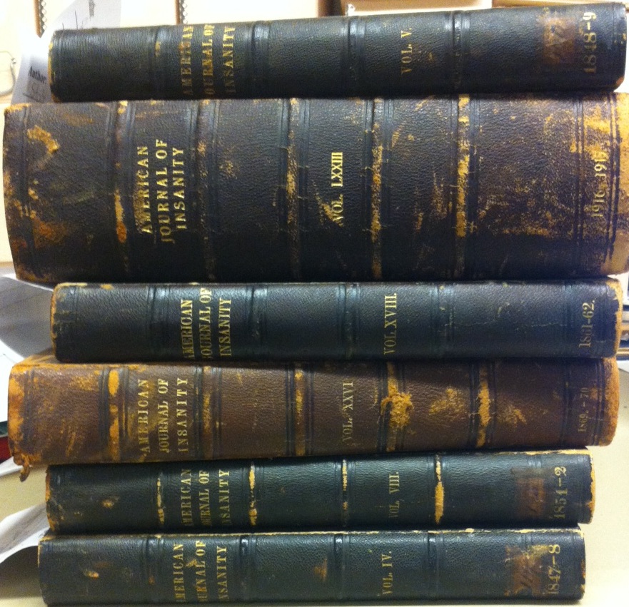 American Journal of Insanity spines